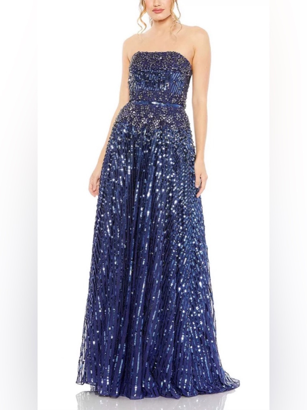 Mac Duggal Strapless Beaded Maxi Dress